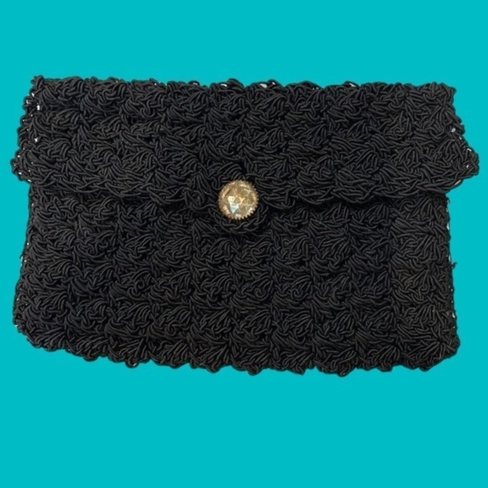 Vintage Black Handmade Knitted Makeupâ Bag